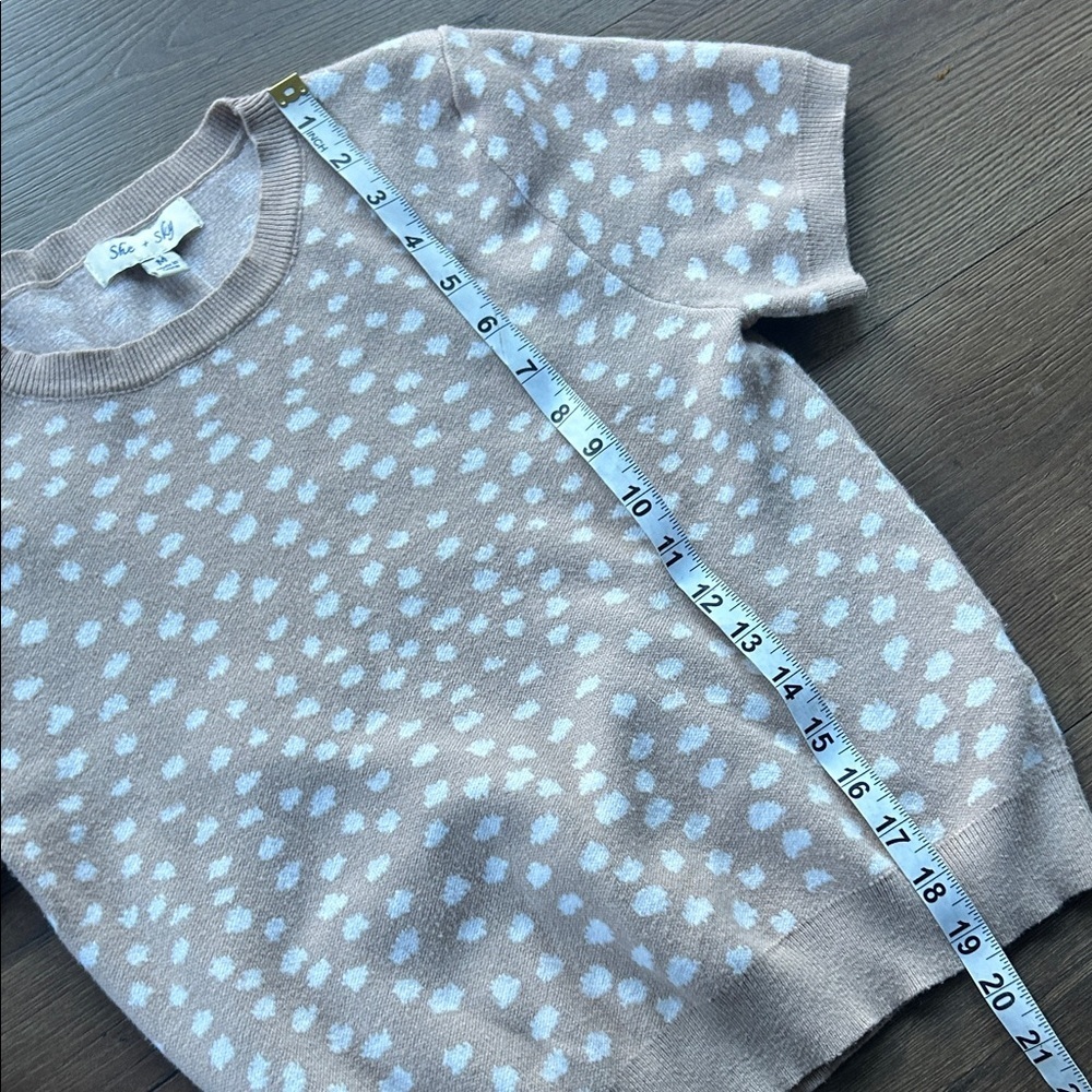 She + Sky Gray and Blue Polka Dot Sweater ! Medium - Picture 2 of 5